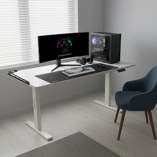 Cyberwolf hydraulic height adjustable desk front view