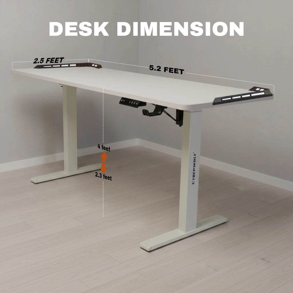Cyberwolf hydraulic height adjustable desk front view