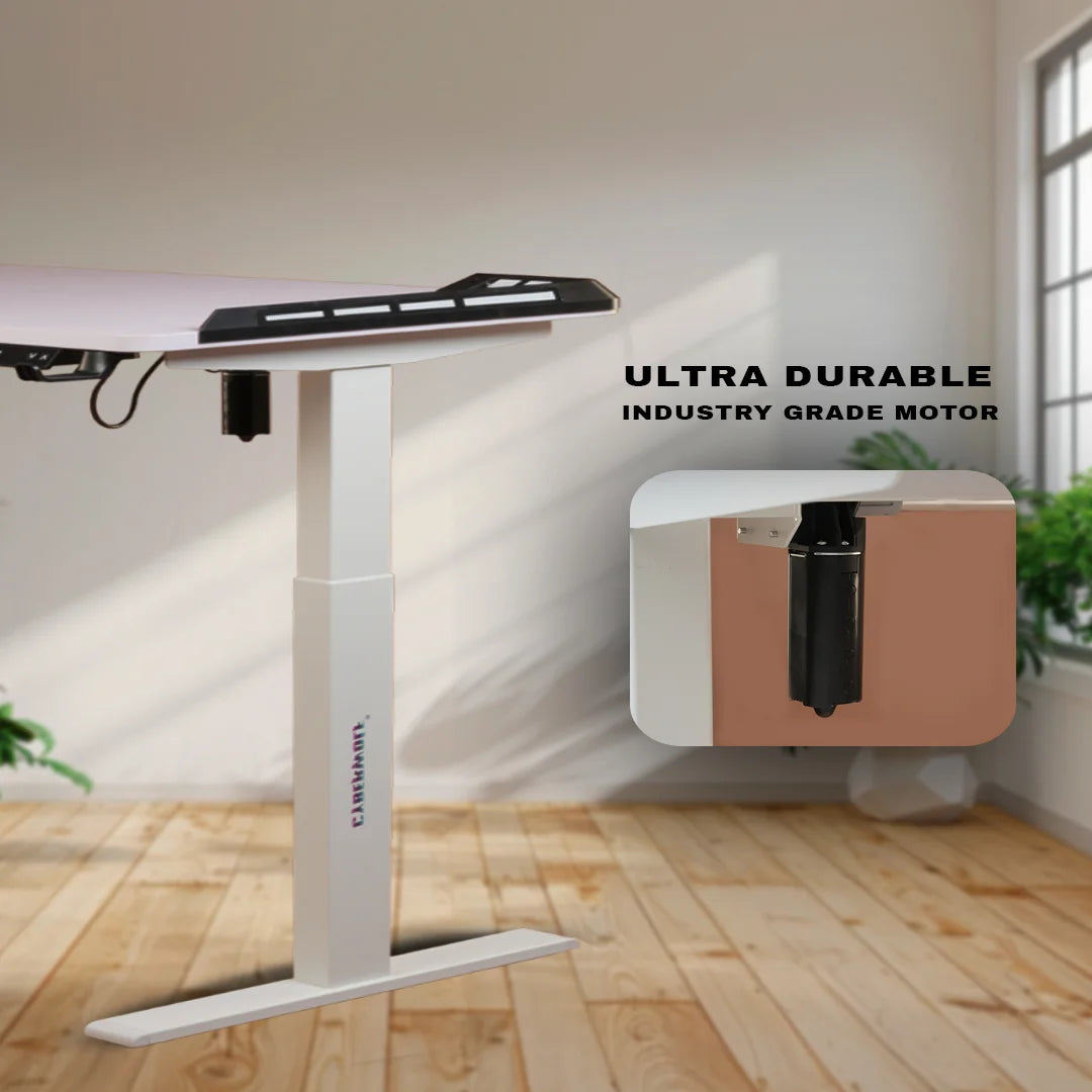Height adjustable standing desk with steel frame