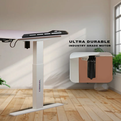 Height adjustable standing desk with steel frame