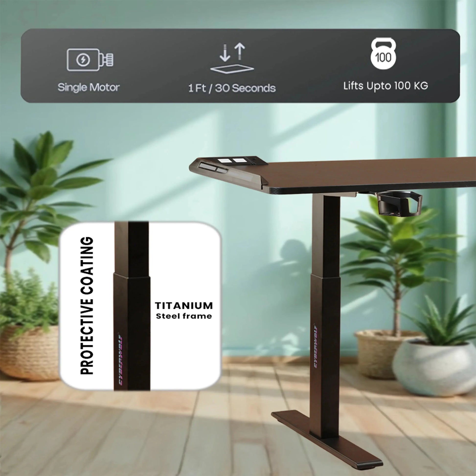 Cyberwolf sit stand desk with sturdy steel frame