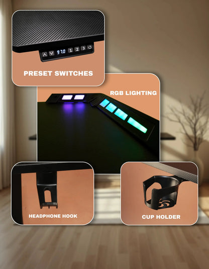 Cyberwolf hydraulic desk in gaming setup